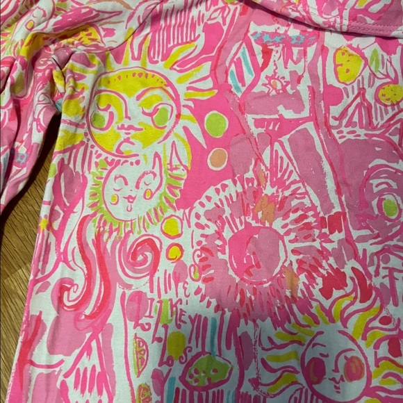 Lilly Pulitzer Pink and Yellow Dress excellent condition. Gold buttons small - Picture 6 of 6